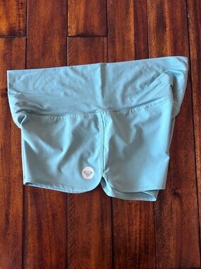 Roxy Light Blue Foldover Waist Bike Shorts
